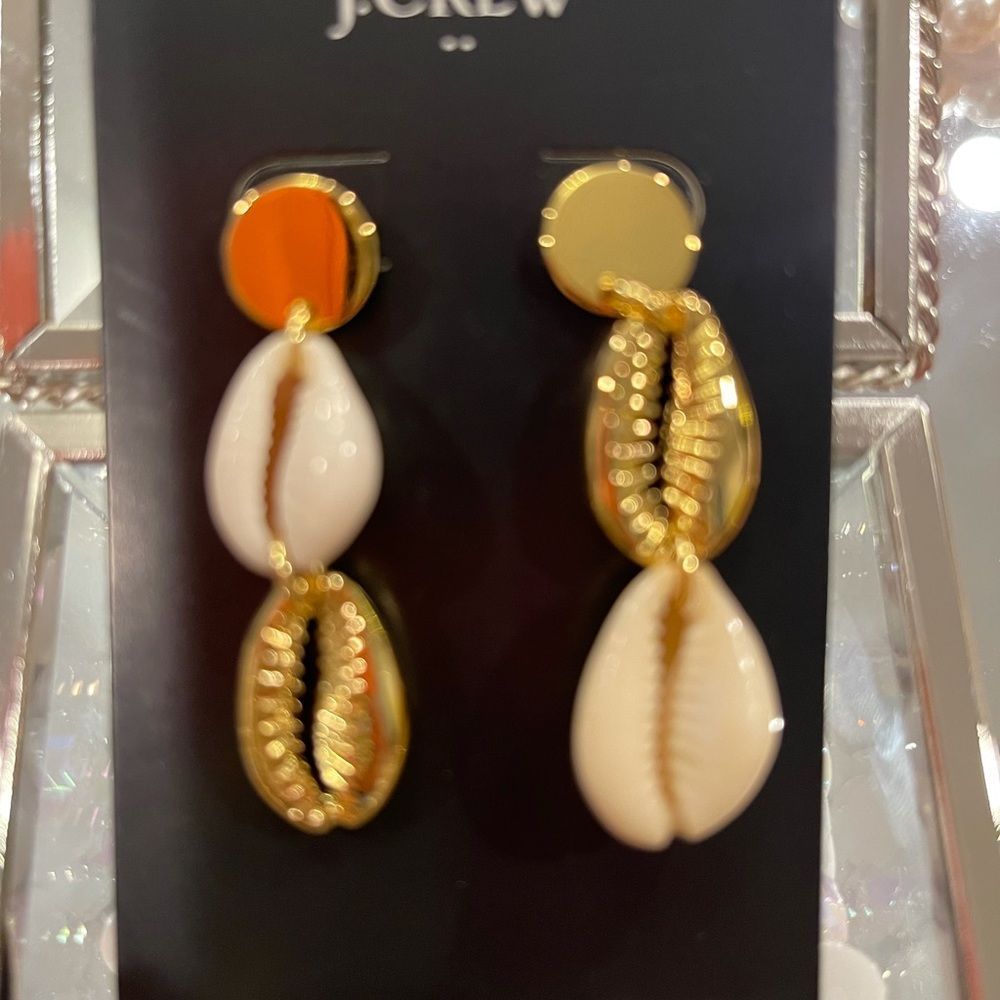 J Crew Shell Drop Earrings New - Picture 3 of 4